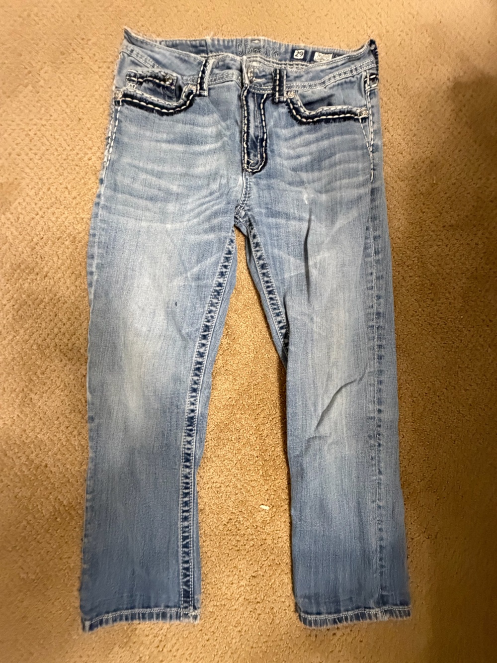 Miss Me Light Blue Skinny Jeans with Contrast Stitching - Women's